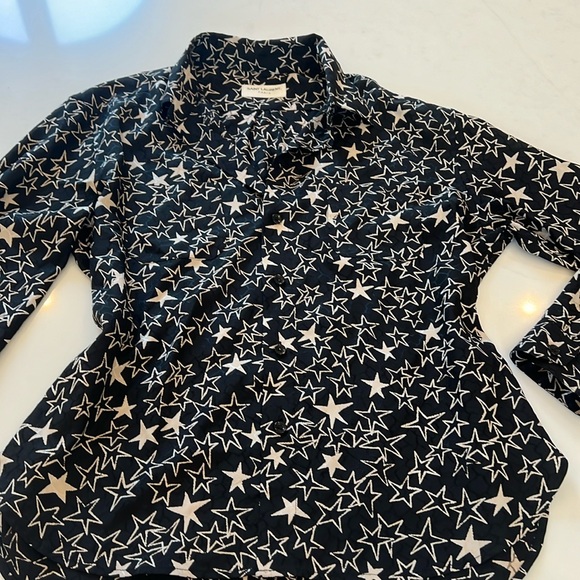 Saint Laurent black and beige button up - Picture 2 of 10